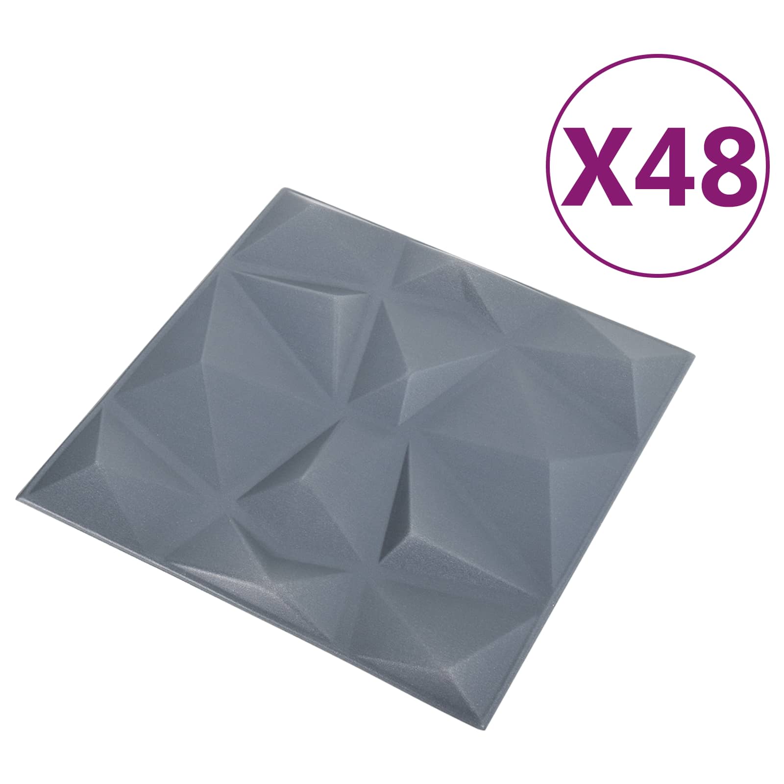Pannelli da parete 48 pcs Grigio Diamante 50 x 50 cm | homemem39