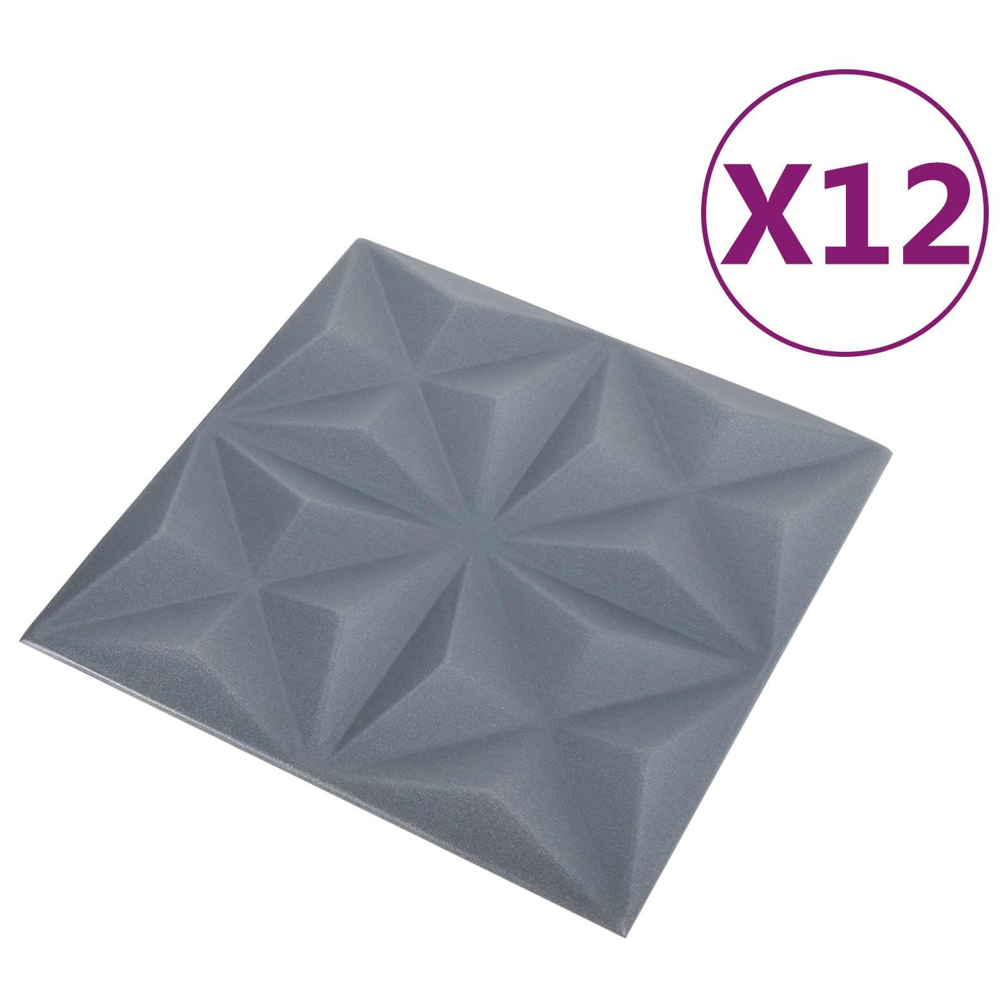 Pannelli da parete 12 pcs Origami Grigio 50 x 50 cm Schiuma XPS | homemem39