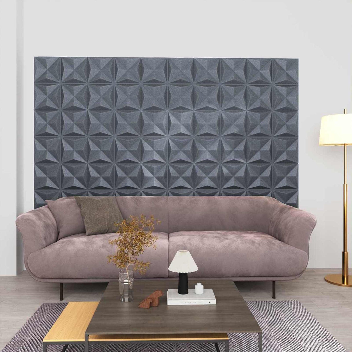 Pannelli da parete 48 pcs Origami Grigio 50 x 50 cm Schiuma XPS | homemem39