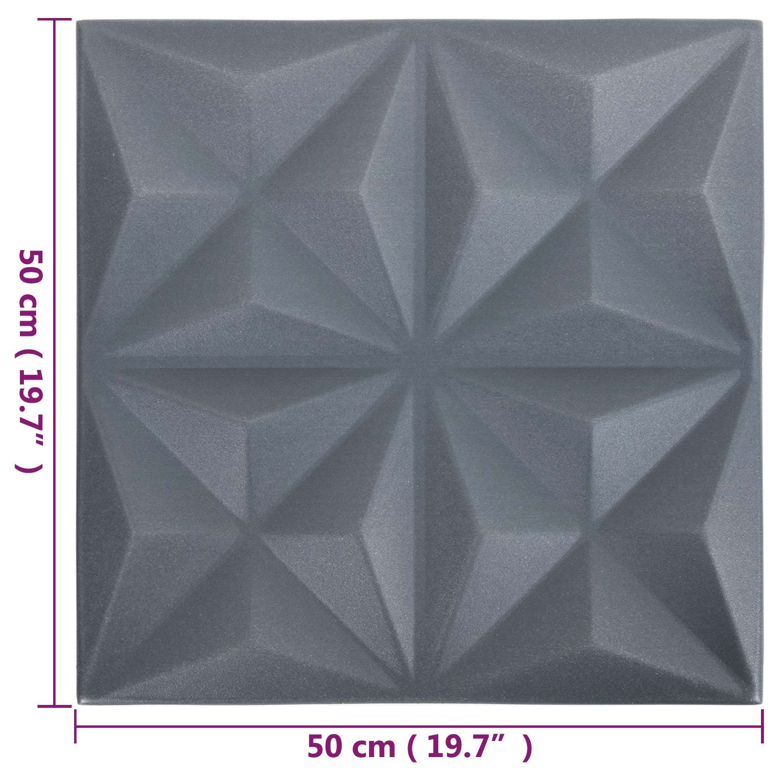 Pannelli da parete 48 pcs Origami Grigio 50 x 50 cm Schiuma XPS | homemem39