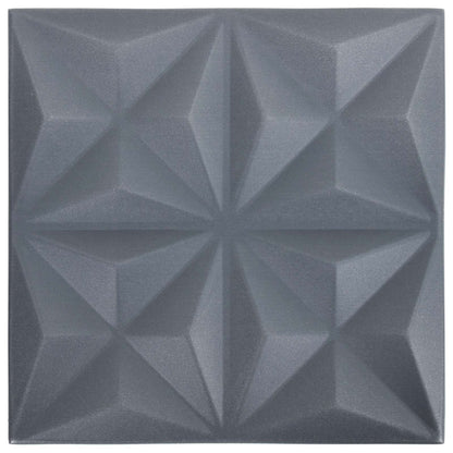 Pannelli da parete 48 pcs Origami Grigio 50 x 50 cm Schiuma XPS | homemem39