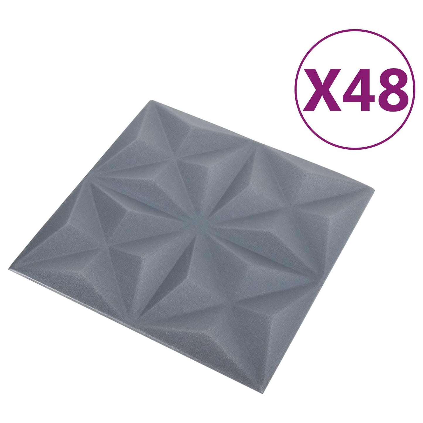 Pannelli da parete 48 pcs Origami Grigio 50 x 50 cm Schiuma XPS | homemem39