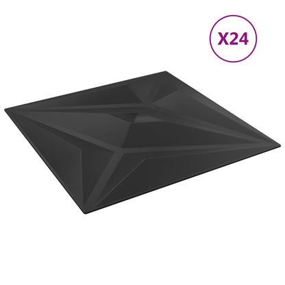 Pannelli da parete 24 pcs Stella Nera 50 x 50 cm Schiuma XPS | homemem39