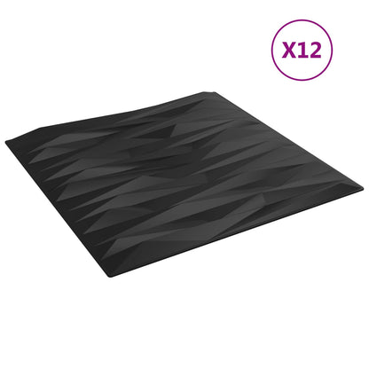 Pannelli da parete 12 pcs Pietra Nera 50 x 50 cm Schiuma XPS | homemem39