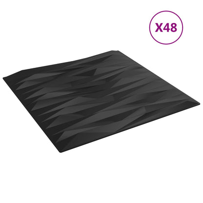 Pannelli da parete 48 pcs Pietra Nera 50 x 50 cm Schiuma XPS | homemem39