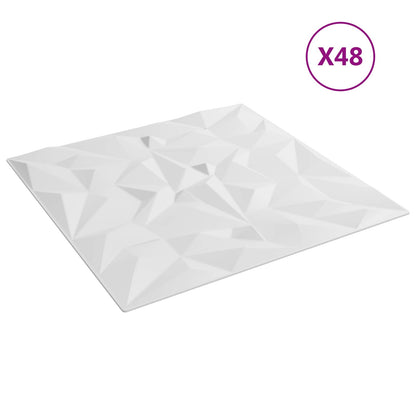 Pannelli da parete 48 pcs Bianco 50 x 50 cm Schiuma XPS | homemem39