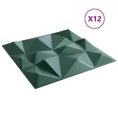Pannelli da parete 12 pcs Verde Diamante 50 x 50 cm Schiuma XPS | homemem39