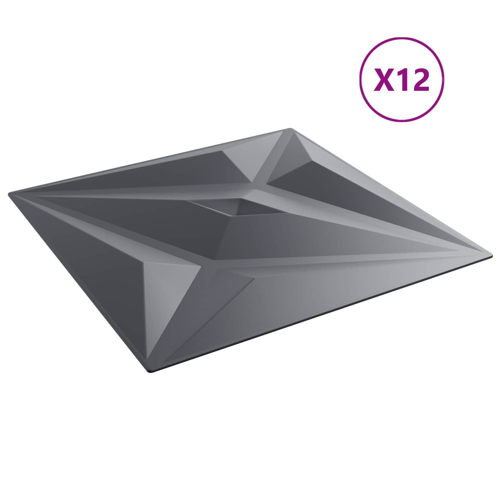 Pannelli da parete 12 pcs Grigio Stella 50 x 50 cm Schiuma XPS | homemem39
