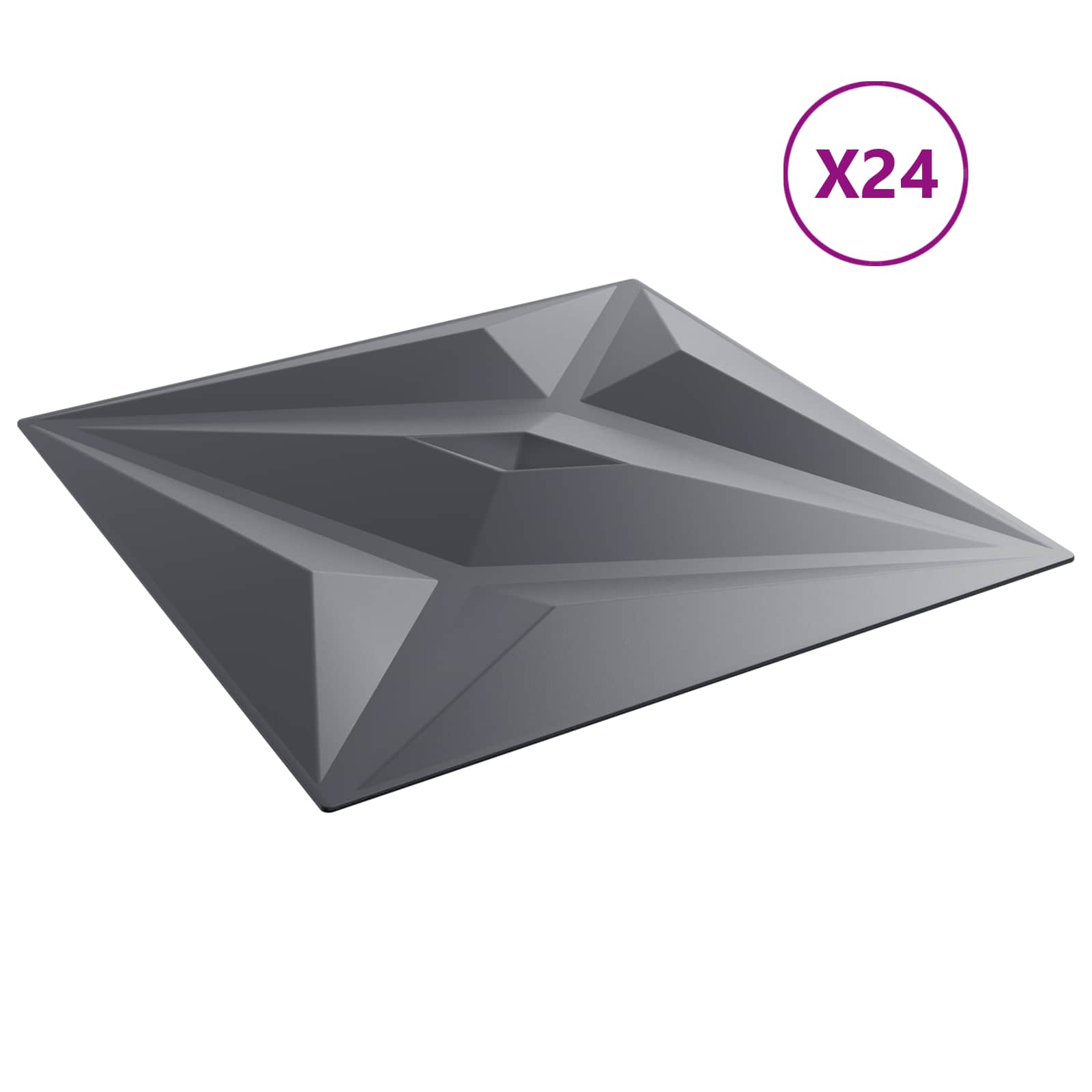 Pannelli da parete 24 pcs Grigio Stella 50 x 50 cm Schiuma XPS | homemem39