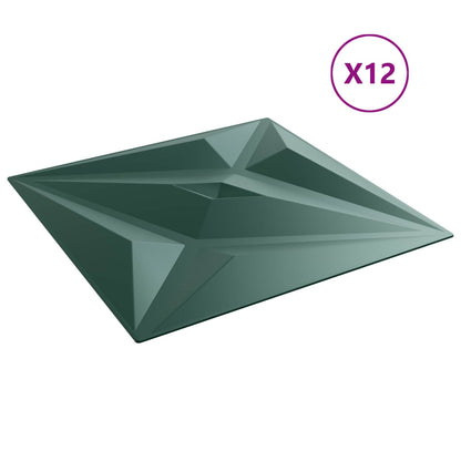 Pannelli da parete 12 pcs Verde Stella 50 x 50 cm Schiuma XPS | homemem39