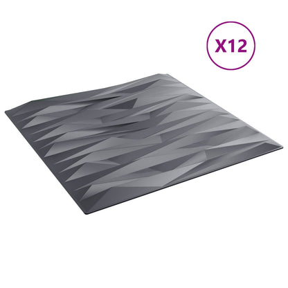 Pannelli da parete 12 pcs Grigio pietra 50 x 50 cm Schiuma XPS | homemem39