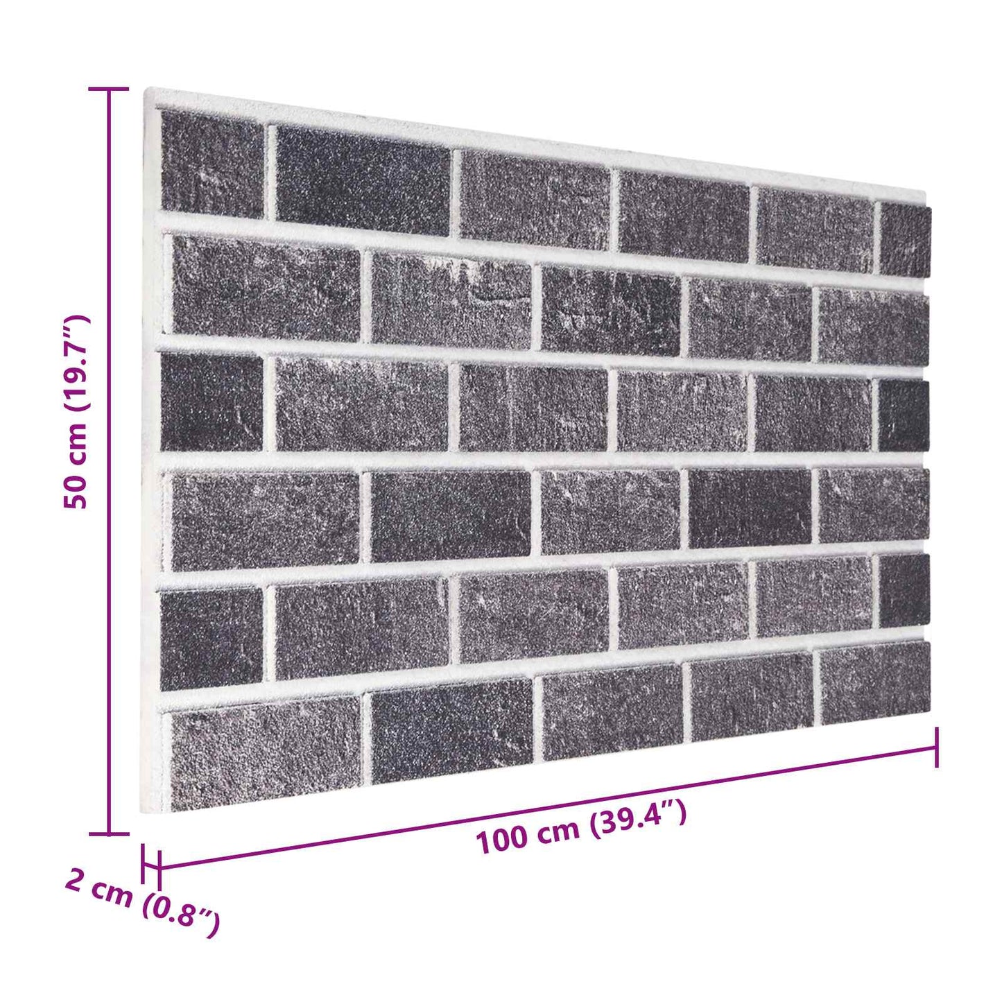 Pannelli da parete 10 pcs Nero e Grigio 100 x 50 cm Schiuma EPS | homemem39
