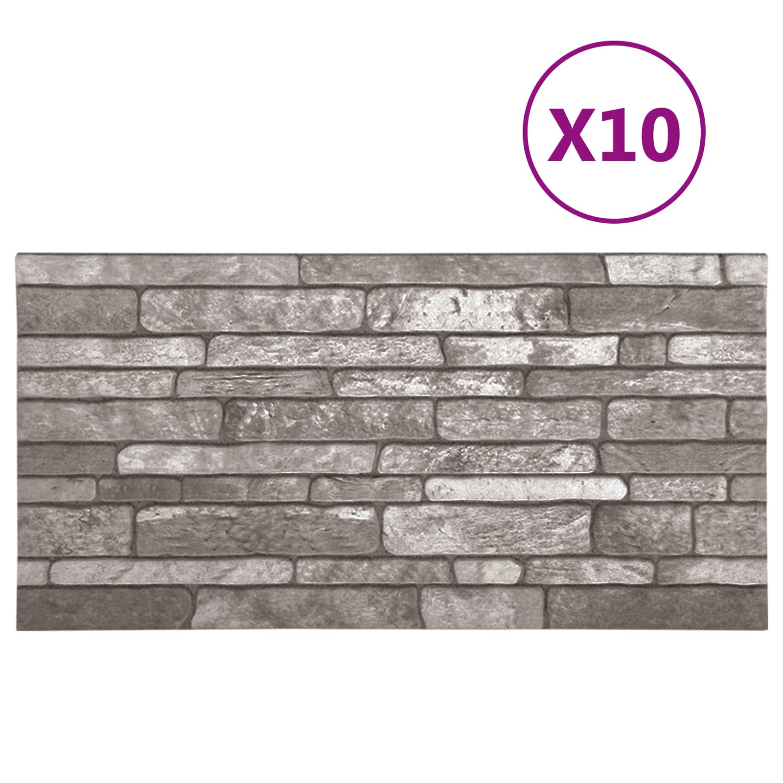 Pannelli da parete 10 pcs Grigio Scuro 100 x 50 cm Schiuma EPS | homemem39