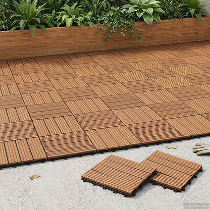 Piastrella per Decking 11 pz Marrone 30 x 30 cm WPC