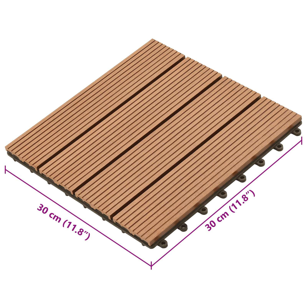 Piastrella per Decking 11 pz Marrone 30 x 30 cm WPC