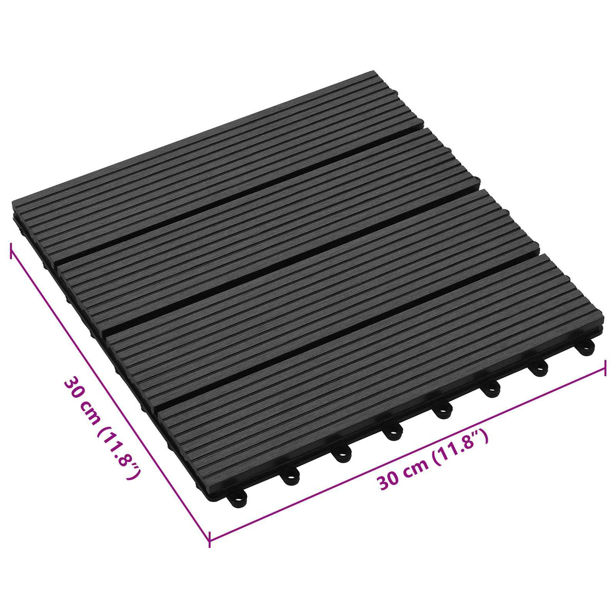 Piastrella per Decking 11 pz Nero 30 x 30 cm WPC