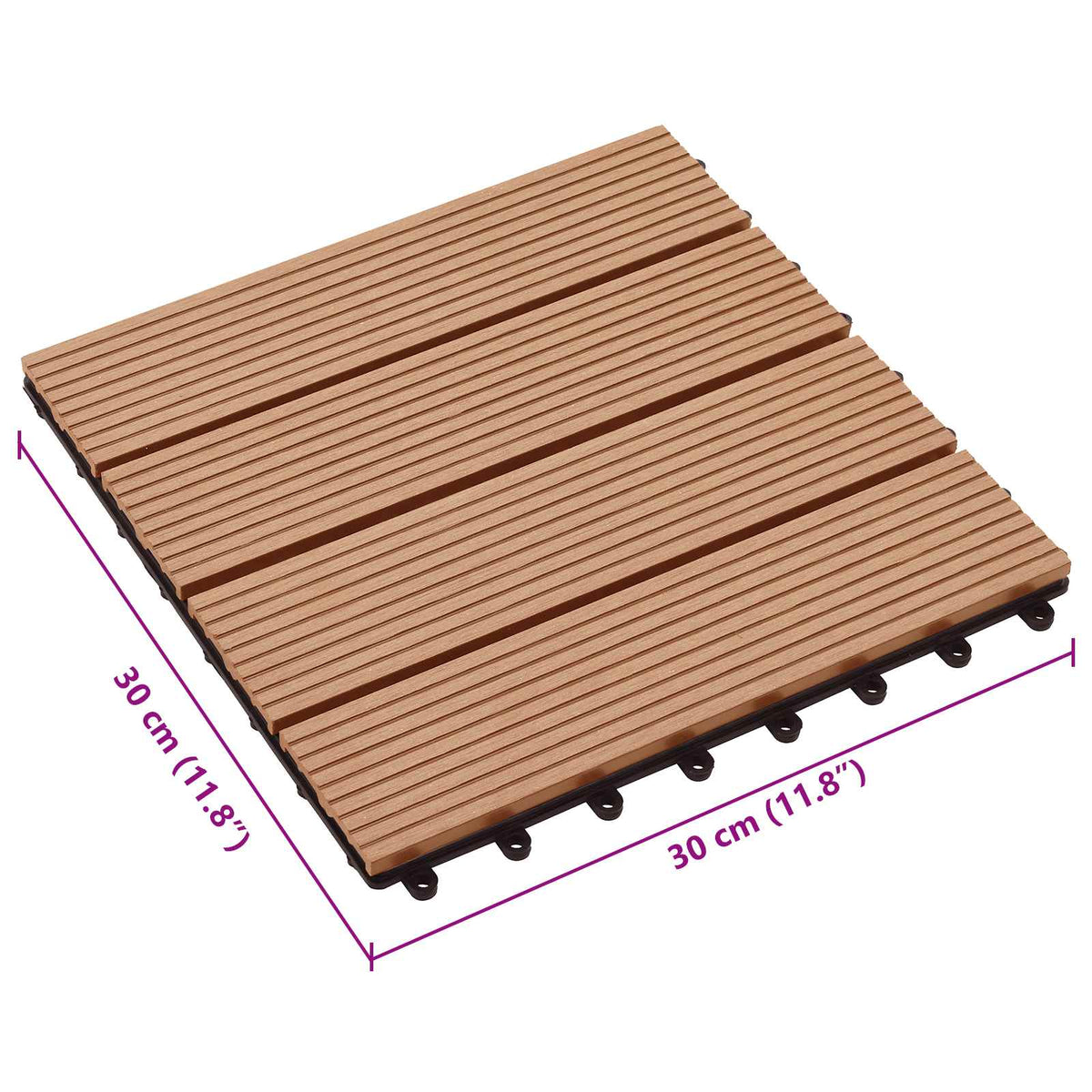 Piastrella per Decking 11 pz Teak riciclato 30 x 30 cm WPC