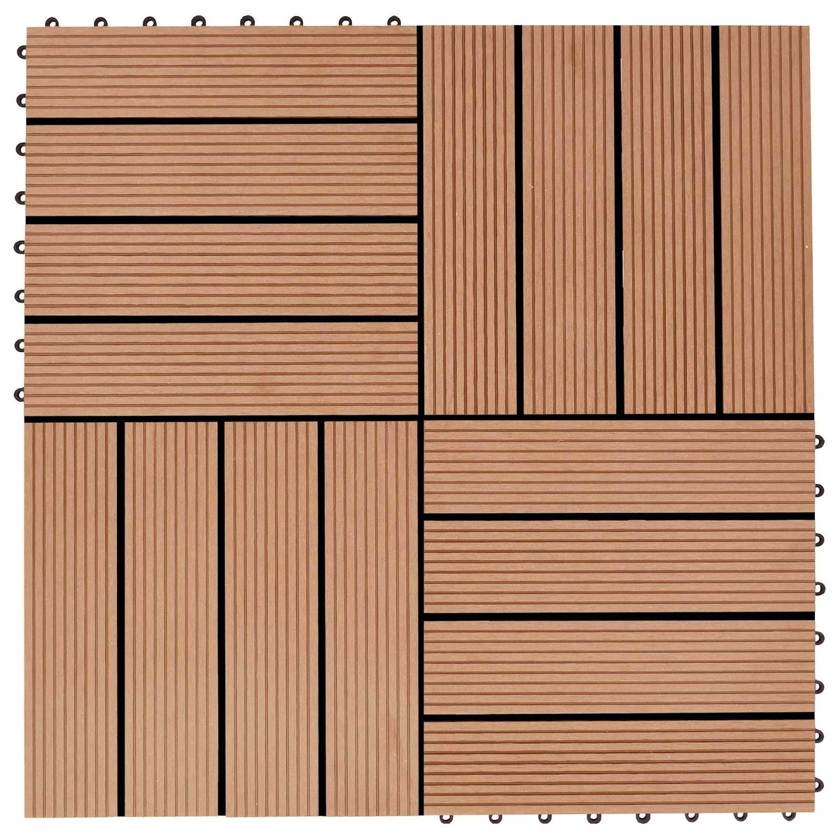 Piastrella per Decking 11 pz Teak riciclato 30 x 30 cm WPC