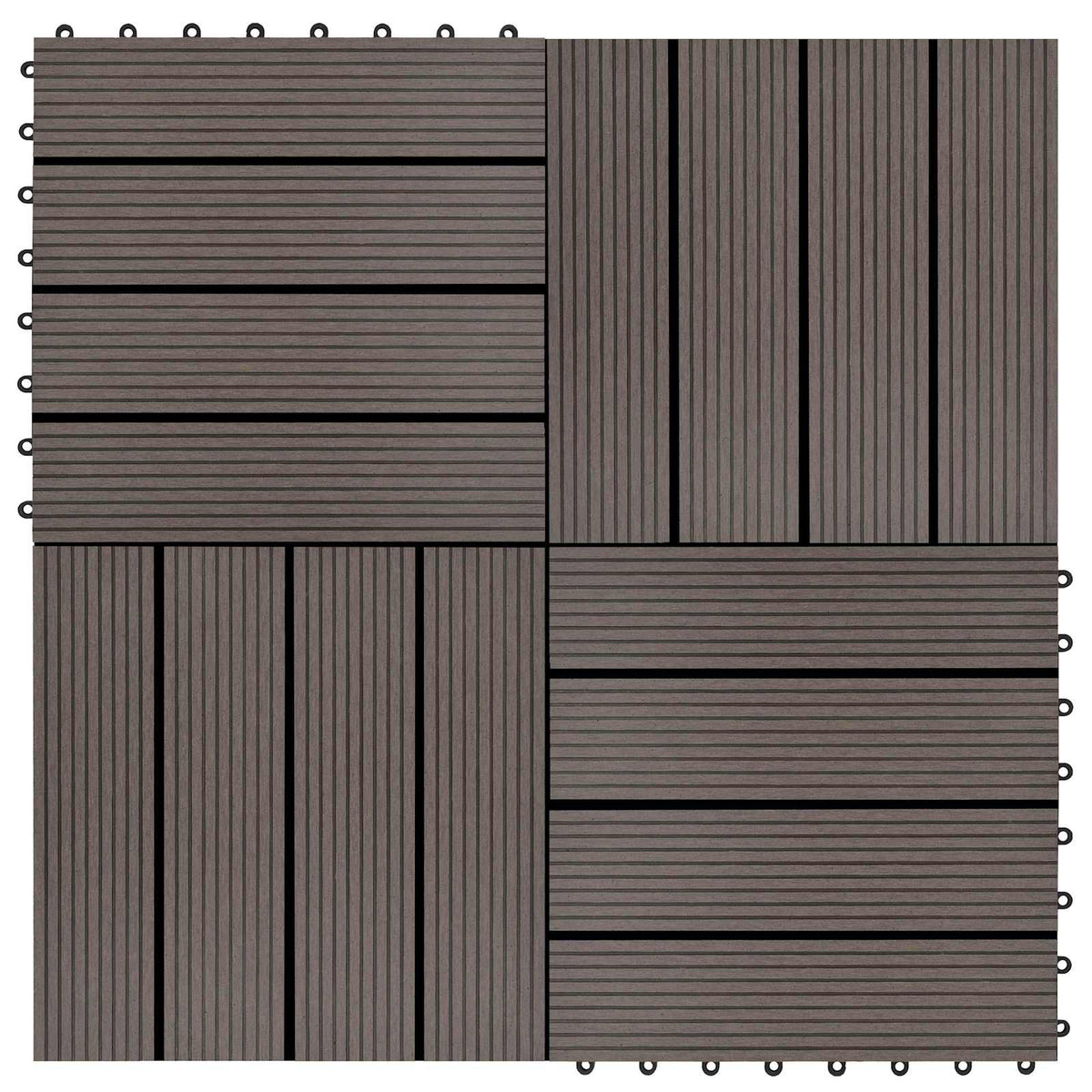 Piastrella per Decking 11 pz Marrone Scuro 30 x 30 cm WPC