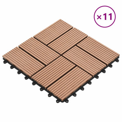 Piastrella per Decking 11 pz Marrone 30 x 30 cm WPC