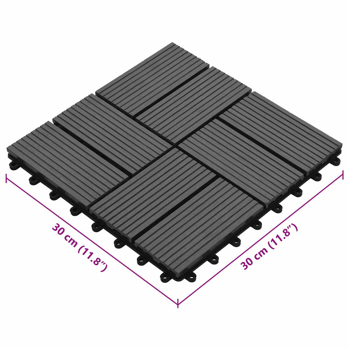 Piastrella per Decking 11 pz Grigio 30 x 30 cm WPC