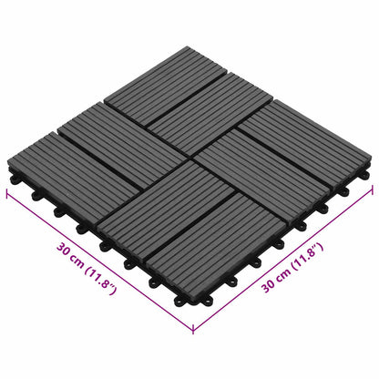 Piastrella per Decking 11 pz Grigio 30 x 30 cm WPC