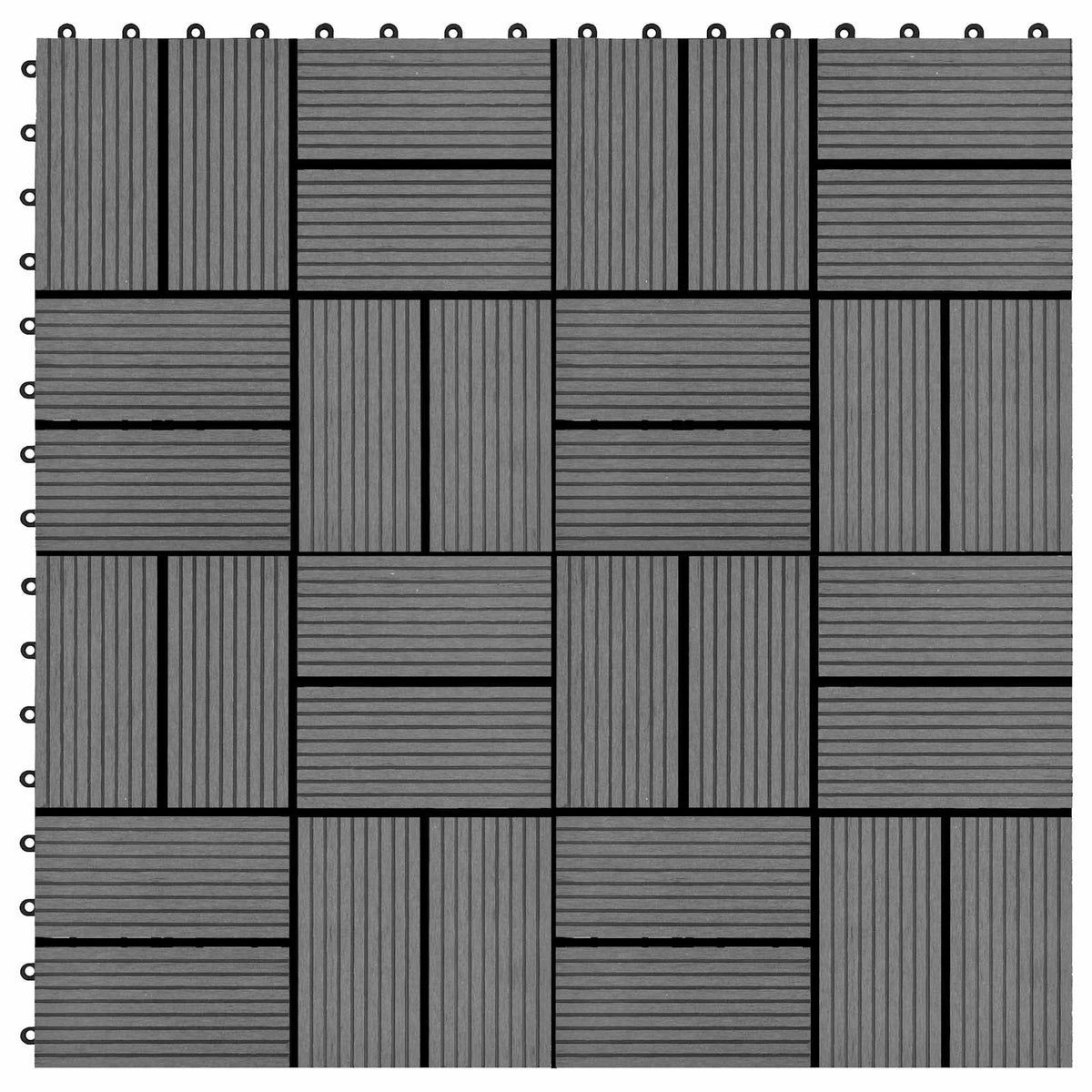 Piastrella per Decking 11 pz Grigio 30 x 30 cm WPC