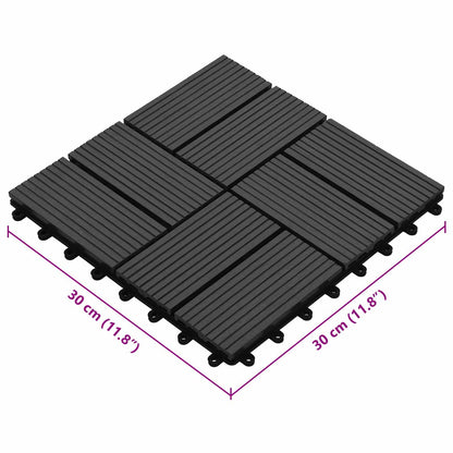 Piastrella per Decking 11 pz Nero 30 x 30 cm WPC