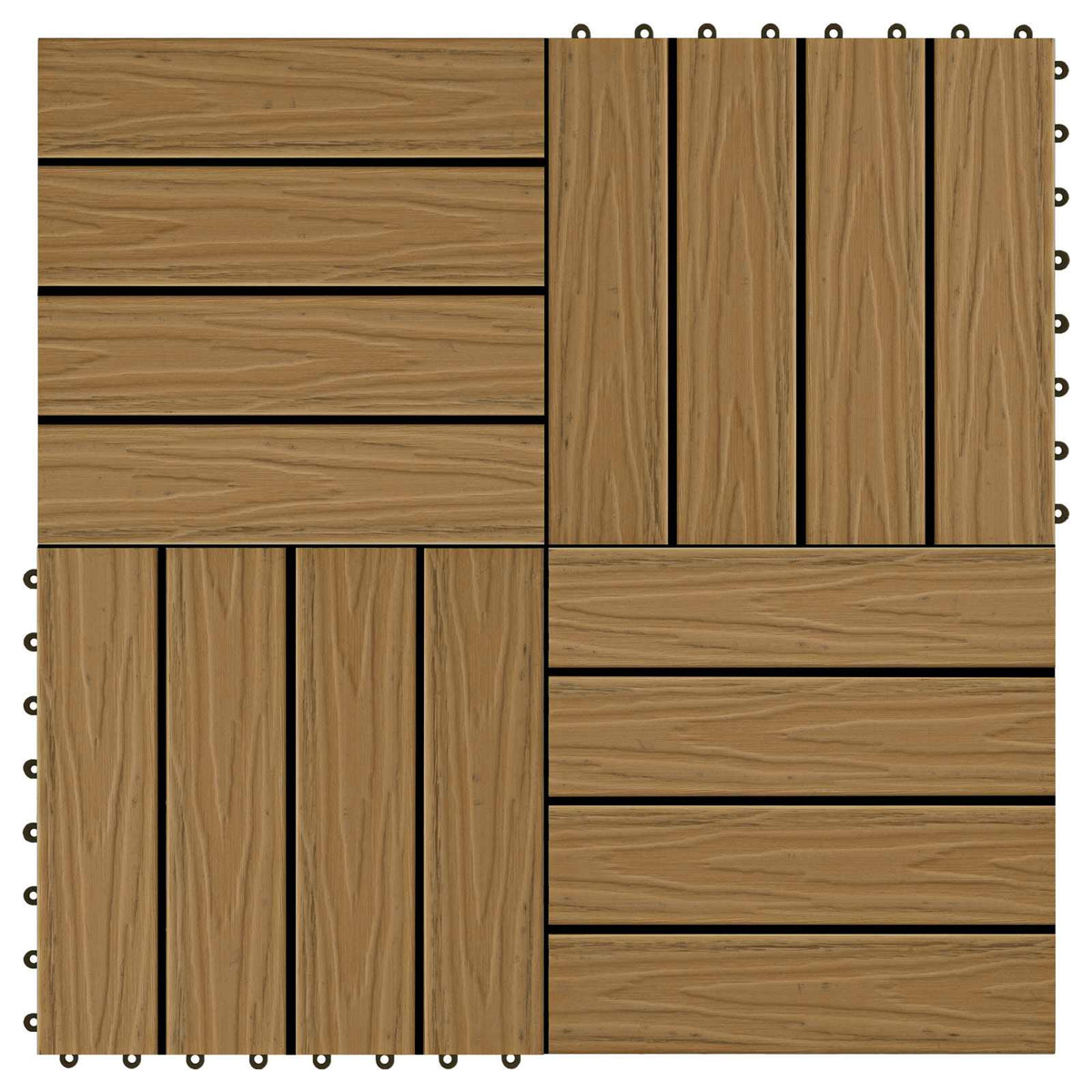 Piastrella per Decking 11 pz Teak riciclato 30 x 30 cm WPC