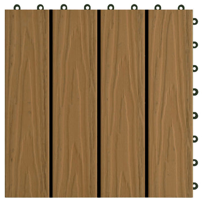 Piastrella per Decking 11 pz Teak riciclato 30 x 30 cm WPC