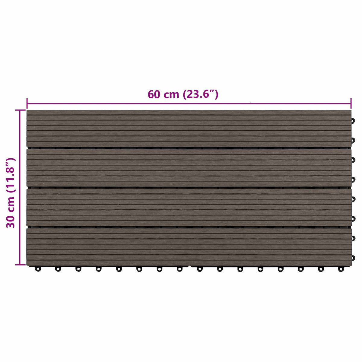 Piastrella per Decking 6 pz Marrone Scuro 60 x 30 cm WPC