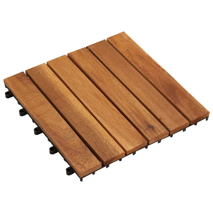 Piastrella per Decking 10 pz Marrone 30 x 30 cm Legno di Acacia