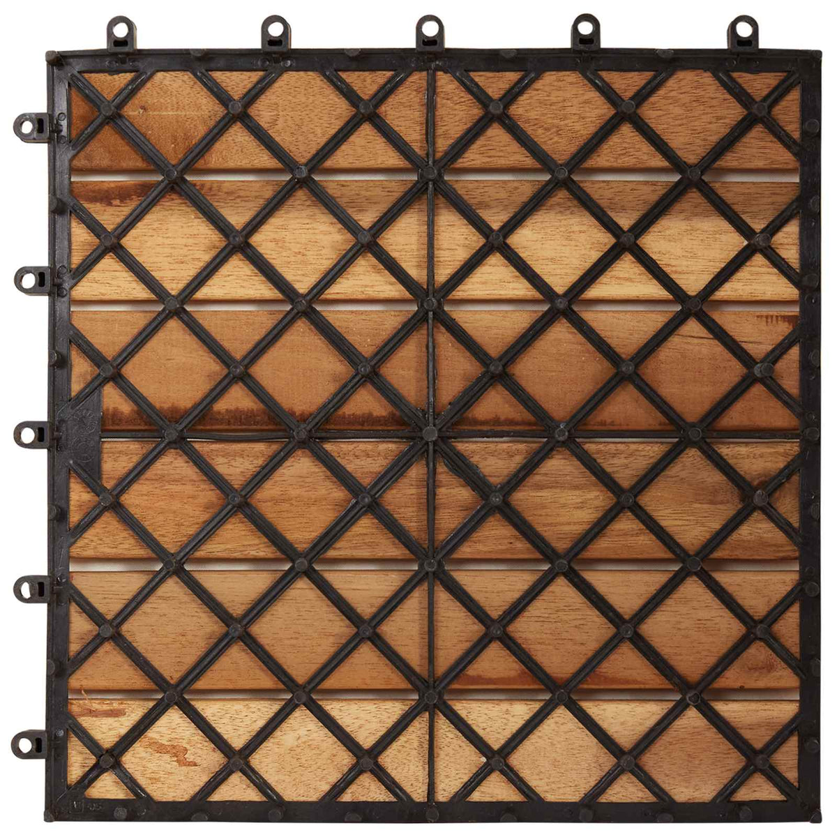 Piastrella per Decking 10 pz Marrone 30 x 30 cm Legno di Acacia