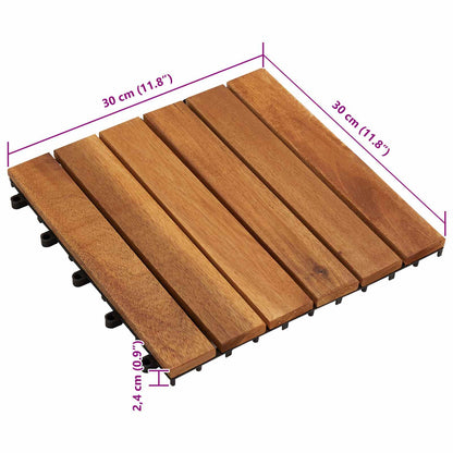 Piastrella per Decking 10 pz Marrone 30 x 30 cm Legno di Acacia
