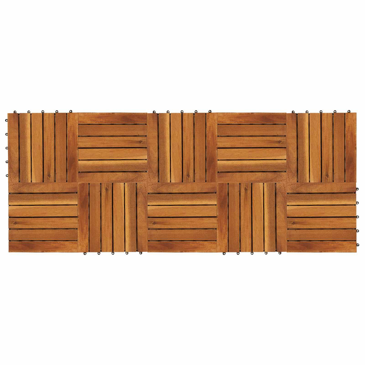 Piastrella per Decking 10 pz Marrone 30 x 30 cm Legno di Acacia