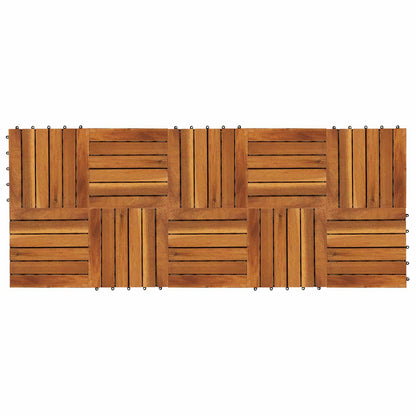 Piastrella per Decking 10 pz Marrone 30 x 30 cm Legno di Acacia