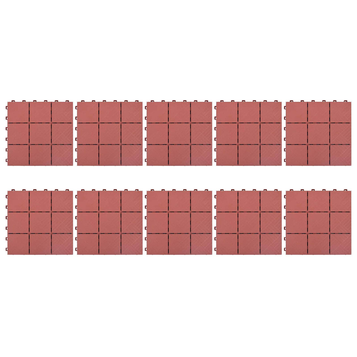 Piastrella per Decking 10 pz Rosso 30,5 x 30,5 x 2,2 cm
