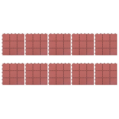 Piastrella per Decking 10 pz Rosso 30,5 x 30,5 x 2,2 cm