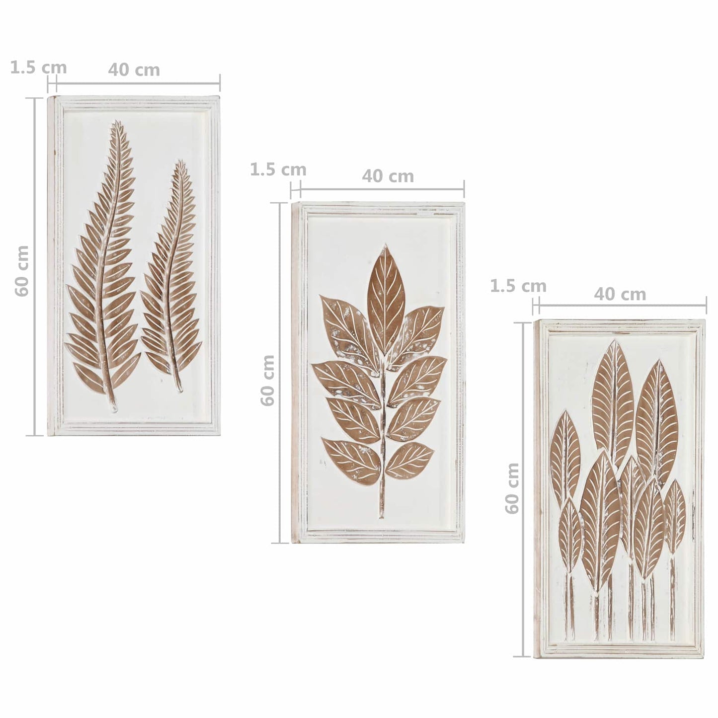 Decorazione artistica 3 pcs Marrone e bianco 40 x 40 x 1,5 cm | homemem39