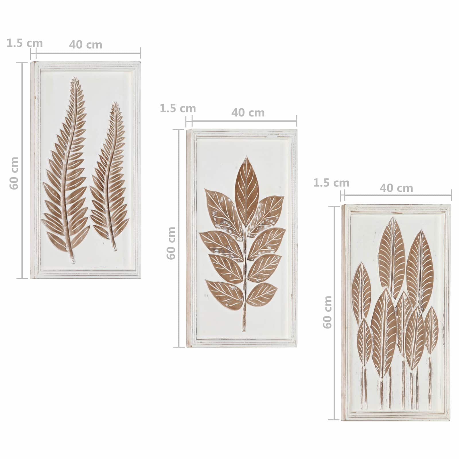 Decorazione artistica 3 pcs Marrone e bianco 40 x 40 x 1,5 cm | homemem39