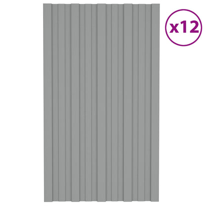 Pannello per tetto 12 pz Grigio 80 x 45 cm Acciaio zincato
