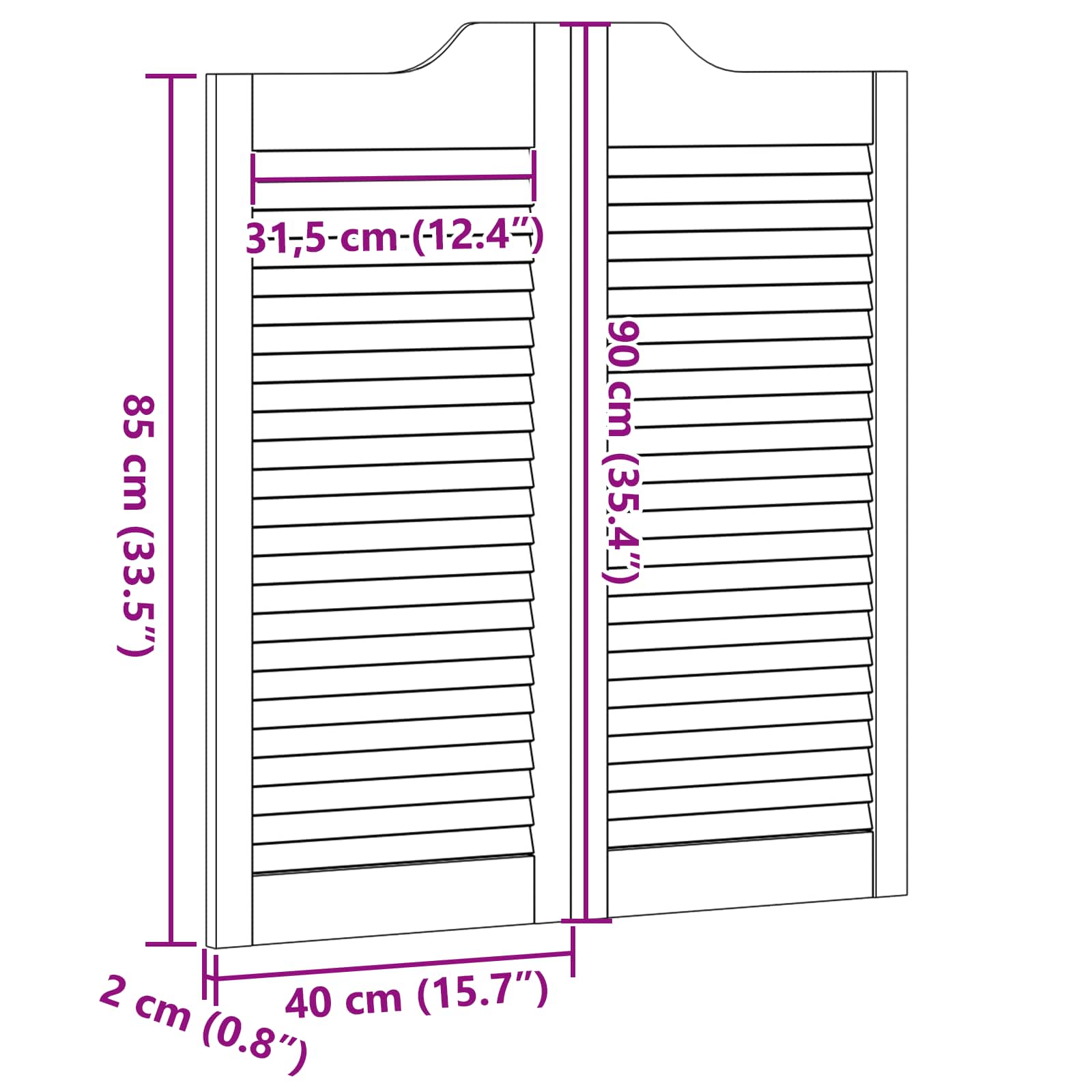 Porte Swing Naturale 90 x 40 cm Legno Massello di Pino | homemem39