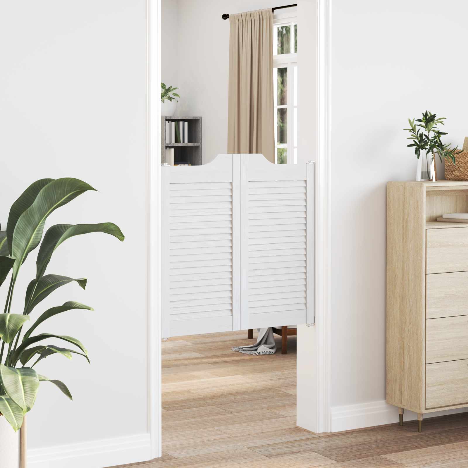 Porte Swing Bianco 80 x 40 cm Legno Massello di Pino | homemem39