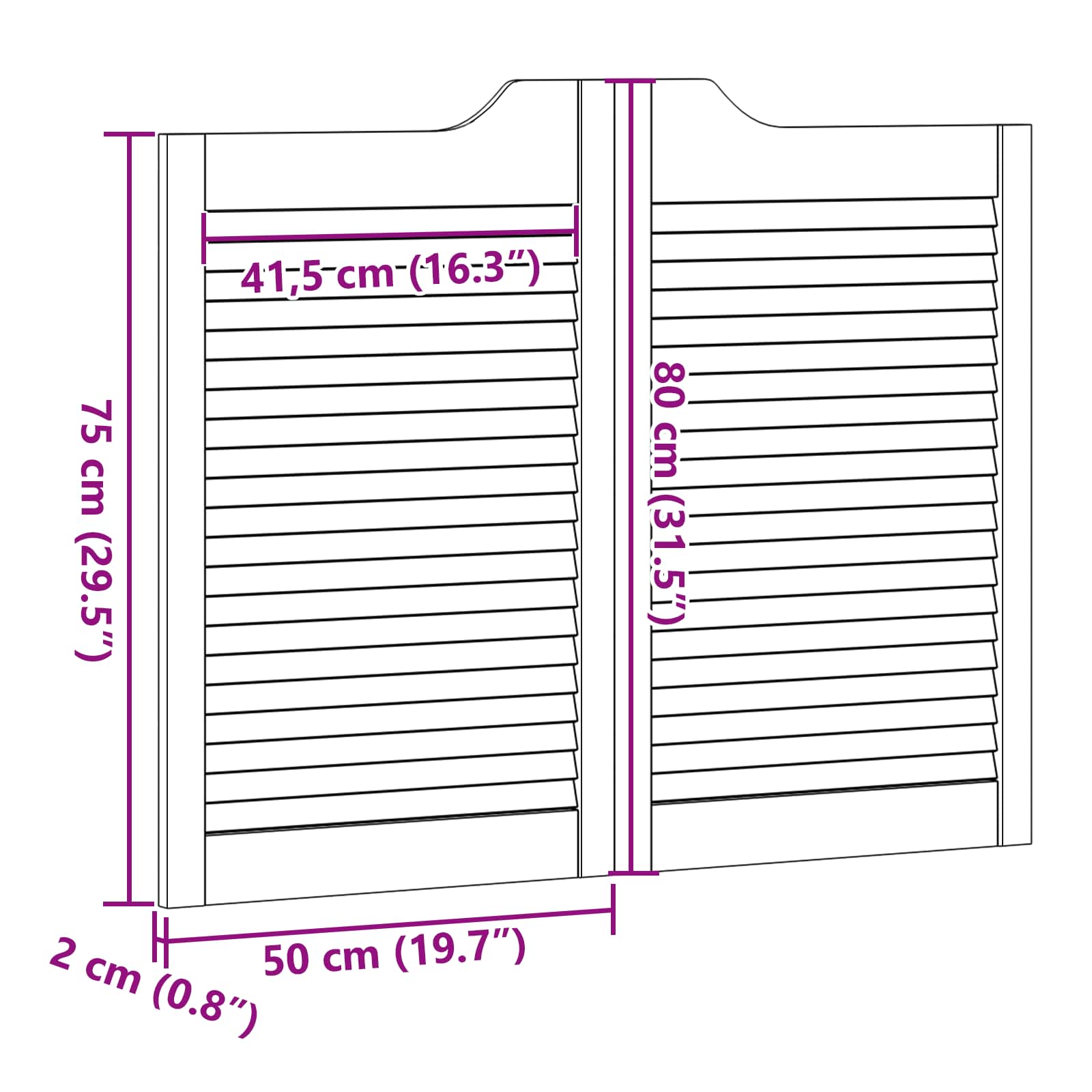 Porte Swing Bianco 80 x 50 cm Legno Massello di Pino | homemem39