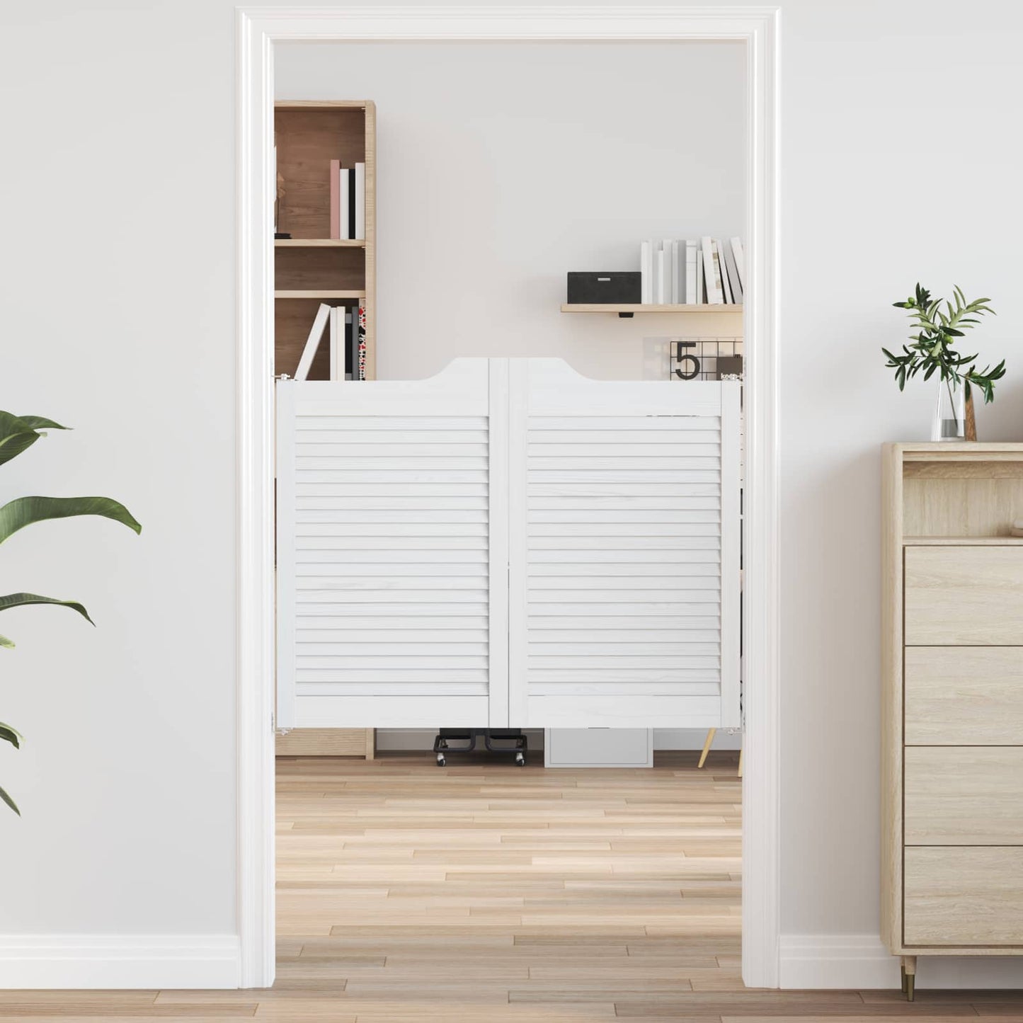 Porte Swing 2 pcs Bianco Legno Massello di Pino | homemem39