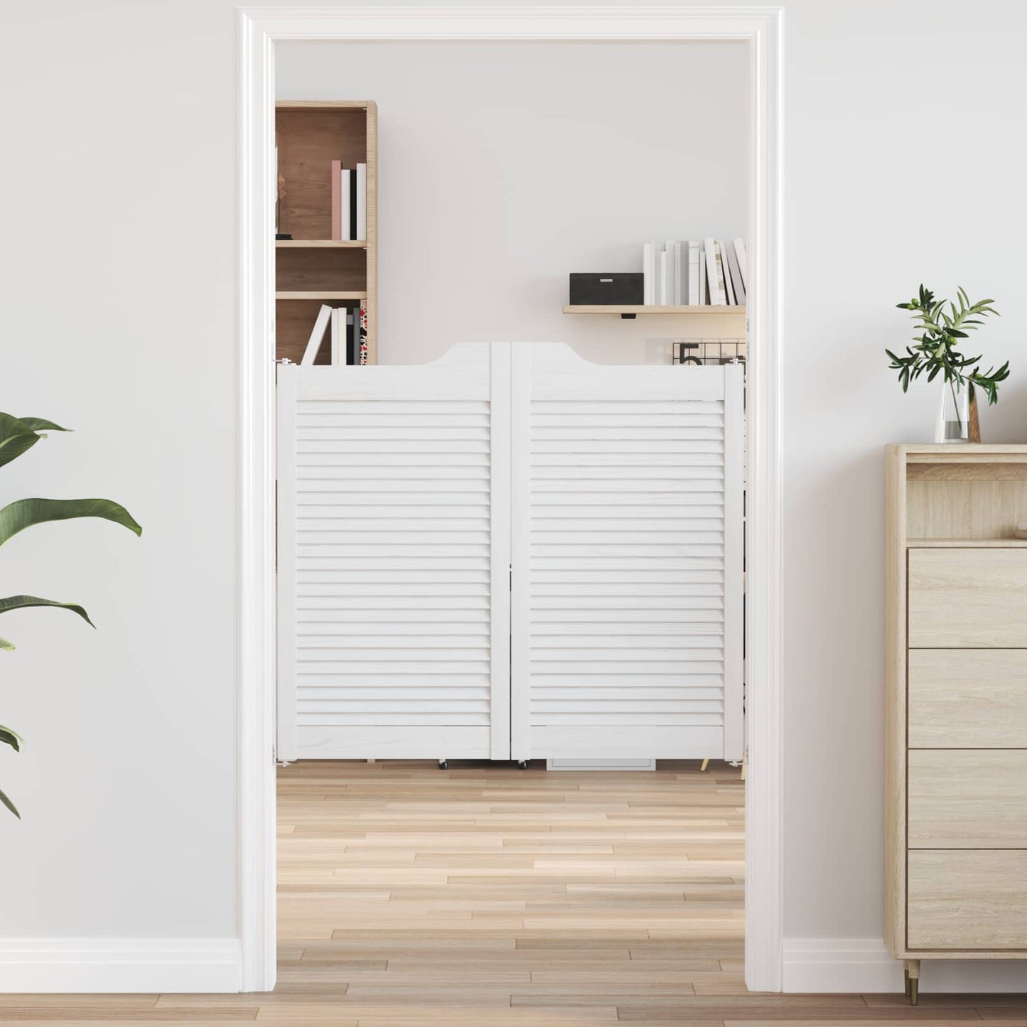Porte Swing 2 pcs Bianco Legno Massello di Pino | homemem39