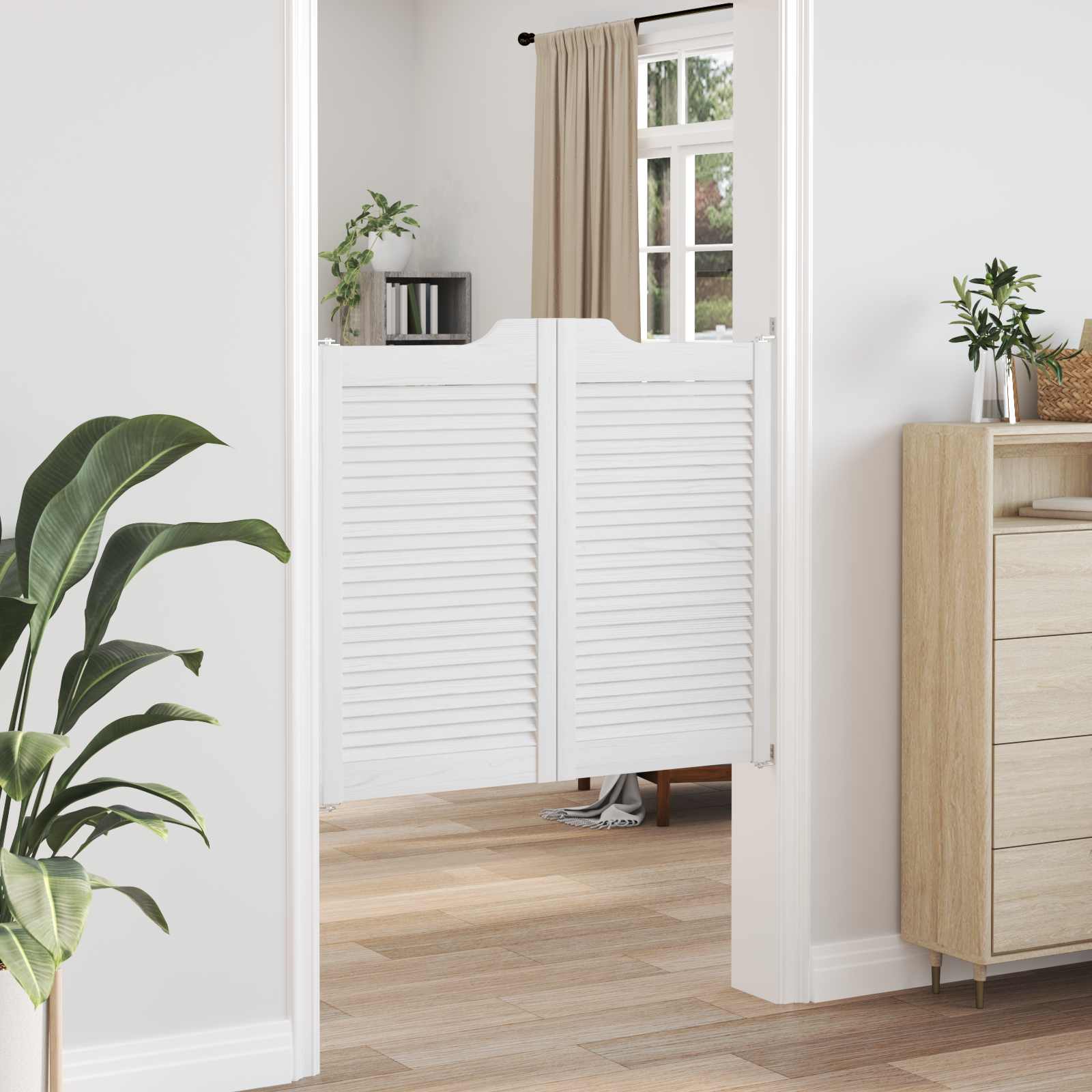 Porte Swing 2 pcs Bianco Legno Massello di Pino | homemem39