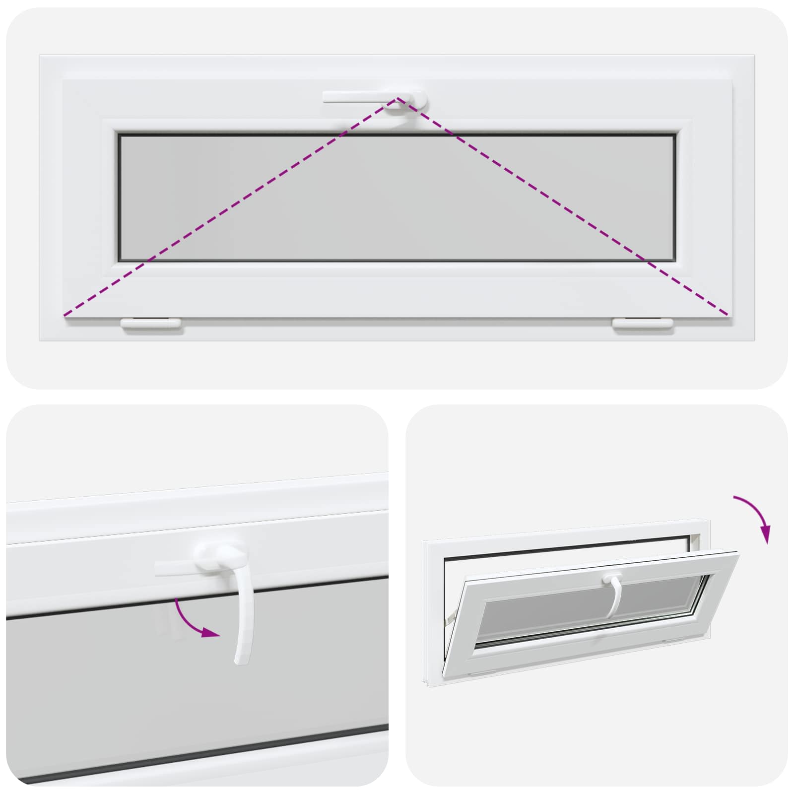 Finestra per Soffitta RISOR 100 x 40 cm PVC e Vetro Bianco | homemem39