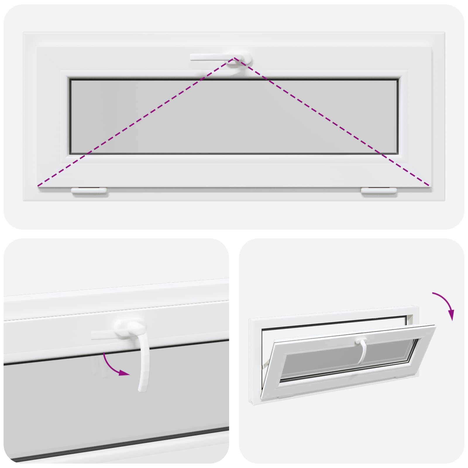Finestra per Soffitta RISOR 110 x 40 cm PVC e Vetro Bianco | homemem39