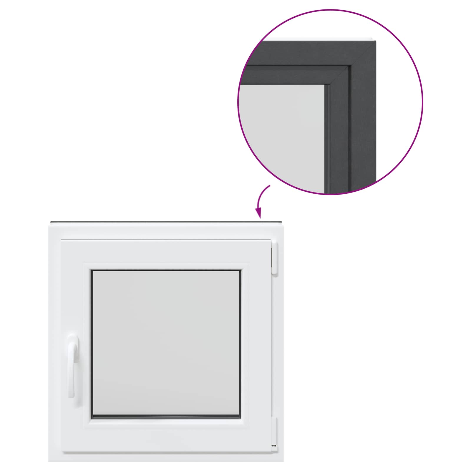 Finestra per Soffitta RISOR 50 x 50 cm PVC e Vetro Antracite | homemem39